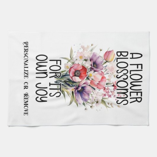  Bloemenboeket met Inspirerend Quote Theedoek (Horizontaal)