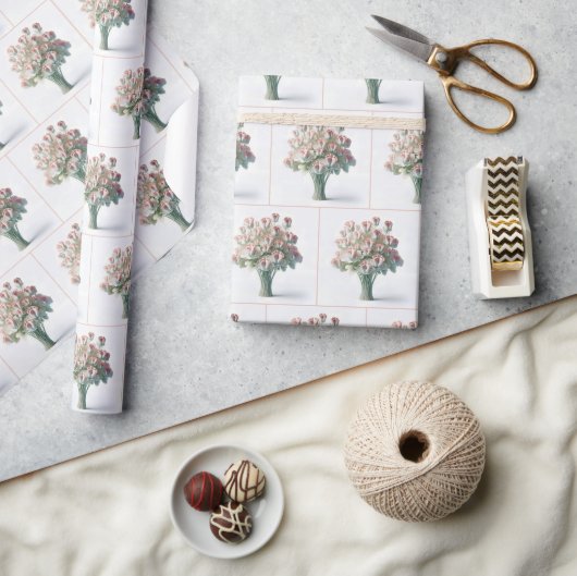 Bloemenboeket met roze Baby voeten Cadeaupapier (Crafts)