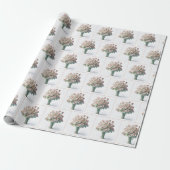 Bloemenboeket met roze Baby voeten Cadeaupapier (Uitgerold)