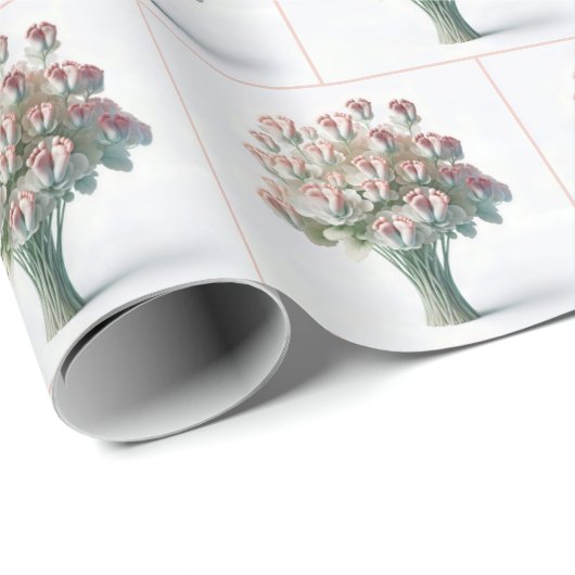 Bloemenboeket met roze Baby voeten Cadeaupapier (Rol Hoek)