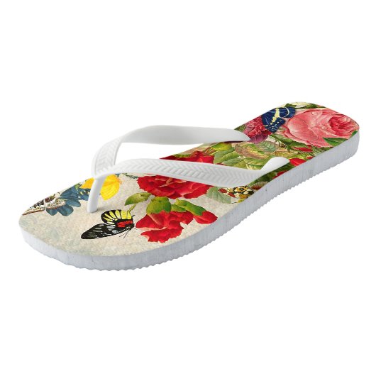 Bloemenboeket met Vlinders Teenslippers (Schuin)