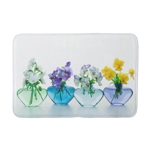 Bloemenboeket Moderne Minimalistische Pansies Viol Badmat (Voorkant)