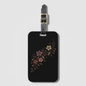 Bloemenboeket Op Zwart Bagagelabel (Voorkant (verticaal))