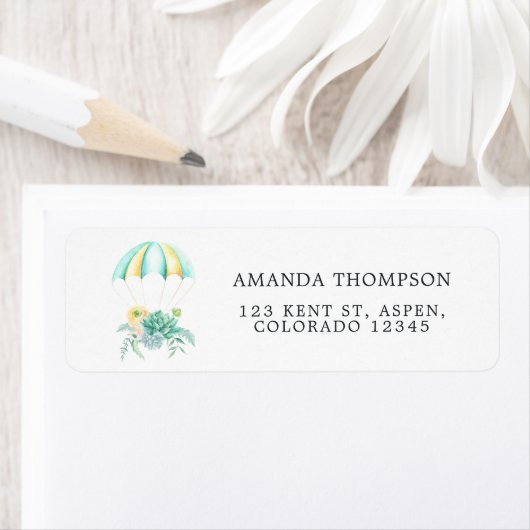 Bloemenboeket parachute etiket (Insitu)