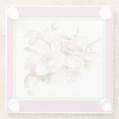 Bloemenboeket roze  glas Onderzetter Glazen Onderzetter (Achterkant)