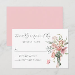 Bloemenboeket roze pastel waterverf RSVP kaartje