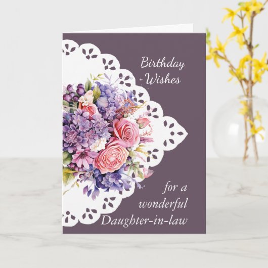 Bloemenboeket schoondochter Verjaardag Kaart (Gele Bloem)