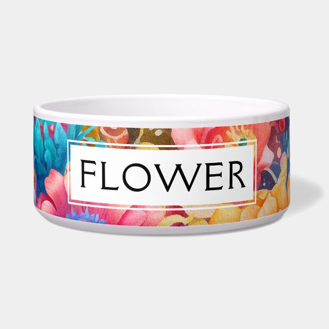 Bloemenboeket Sinaasappel & Blauw Boho Voerbakje (Voorkant)