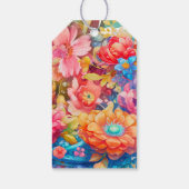 Bloemenboeket Sinaasappel & Blauw Bruiloft Dank u Cadeaulabel (Achterkant)