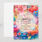 Bloemenboeket Sinaasappel & Blue Boho Verjaardag Kaart (Voorkant / Achterkant)