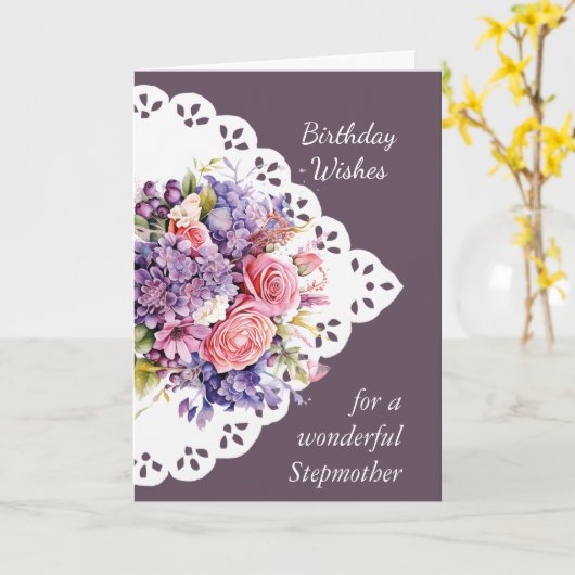 Bloemenboeket stiefmoeder verjaardag Kaart (Gele Bloem)