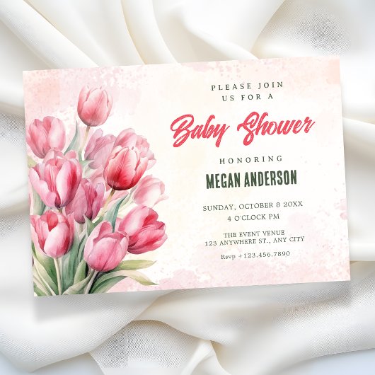 Bloemenboeket tulpen baby shower kaart