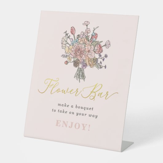 Bloemenboeket vers van de markt Bloemenbar Reclamebord Met Voetstuk (Voorkant)