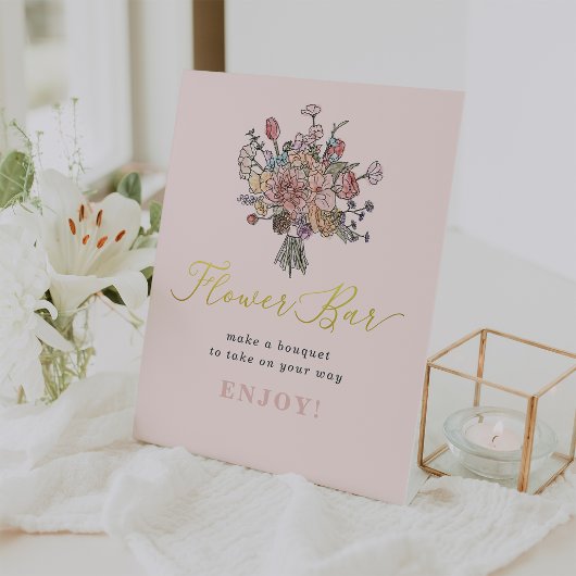 Bloemenboeket vers van de markt Bloemenbar Reclamebord Met Voetstuk