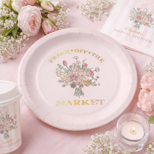 Bloemenboeket Vers van de Markt Bruidsdouche Papieren Bordje