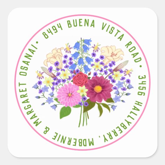 Bloemenboeket Vierkante Sticker (Voorkant)