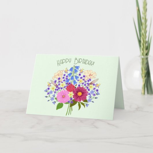 Bloemenboeket Vouwde Wenskaart Kaart (Voorkant)