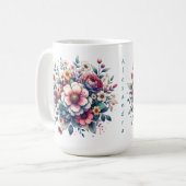 Bloemenboeket waterverf gepersonaliseerd koffiemok (Voorkant links)