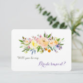 Bloemenboeket wordt mijn bruidsmeisje kaart (Staand voorkant)