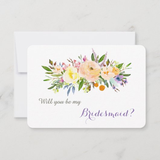 Bloemenboeket wordt mijn bruidsmeisje kaart (Voorkant)