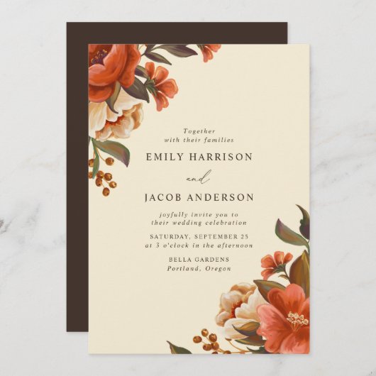  bloemenboeketten bruiloft kaart (Voorkant / Achterkant)