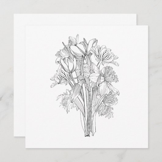 Bloemenboeketten met lijnbloemen. save the date (Voorkant / Achterkant)