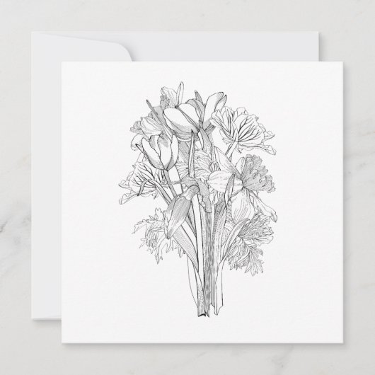 Bloemenboeketten met lijnbloemen. save the date (Voorkant)