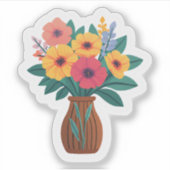 Bloemenboeketvaas | Spring Kleurrijke getrokken Bl Sticker (Voorkant)