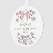 Bloemenbogen roze en Paarse baby's eerste kerst Ornament (voorkant)