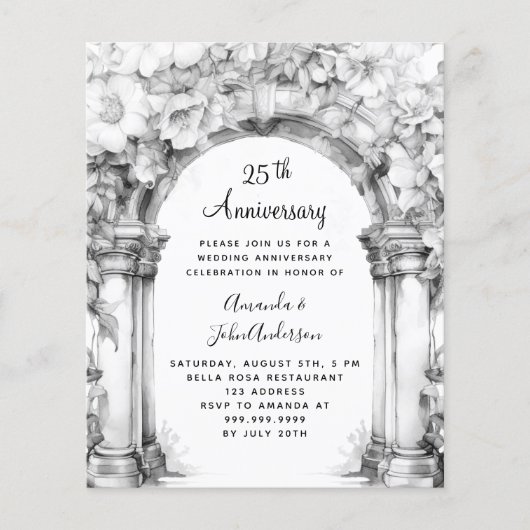 Bloemenboog 25e huwelijksverjaardag uitnodiging (Voorkant)