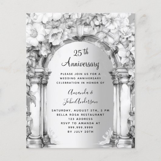 Bloemenboog 25e huwelijksverjaardag uitnodiging (Voorkant)