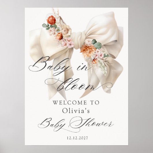Bloemenboog Baby in Bloom Baby shower Welkom Poster (Voorkant)