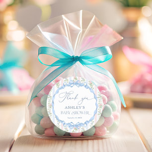  Bloemenboog Baby shower Dank u Ronde Sticker