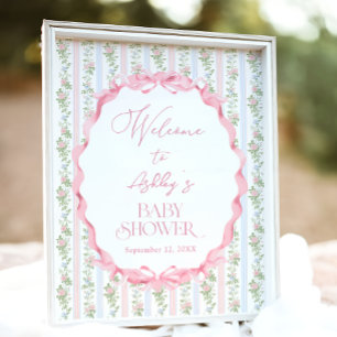 Bloemenboog Baby shower Welkom Poster