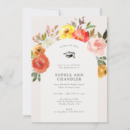 Bloemenboog Foto Afstuderen met Quote Kaart (Voorkant)