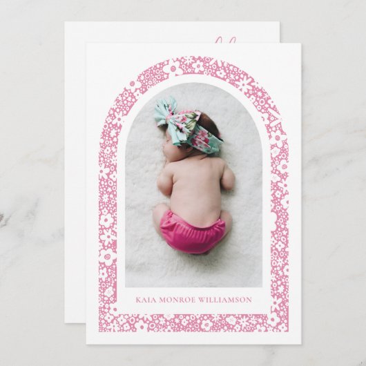 Bloemenboog geboorte aankondiging (Voorkant / Achterkant)