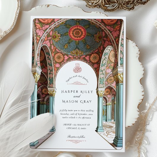  Bloemenboog & koepel Islamitische bruiloft Kaart