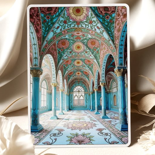 Bloemenboog & koepel Islamitische bruiloft Kaart