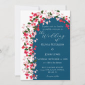 Bloemenboog met Bougainvillea bruiloft Uitnodiging (Voorkant)