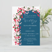 Bloemenboog met Bougainvillea bruiloft Uitnodiging (Staand voorkant)