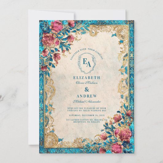  Bloemenboog Romance bruiloft Kaart (Voorkant)