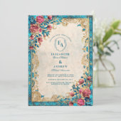  Bloemenboog Romance bruiloft Kaart (Staand voorkant)