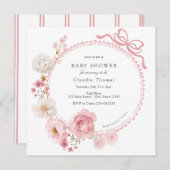 Bloemenboog roze Baby shower Kaart (Voorkant / Achterkant)