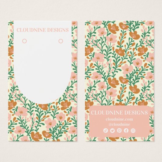 Bloemenboog Roze Groene Oorbel Sieraden Display Ka Visitekaartje (Voorkant /achterkant)