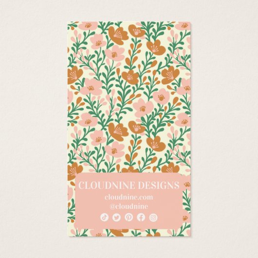 Bloemenboog Roze Groene Oorbel Sieraden Display Ka Visitekaartje (Achterkant)