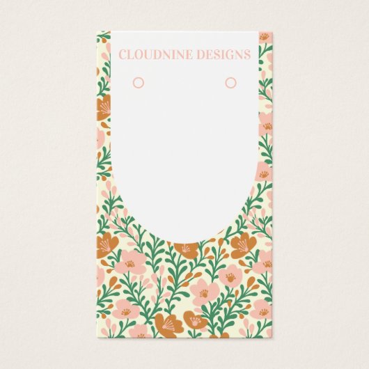 Bloemenboog Roze Groene Oorbel Sieraden Display Ka Visitekaartje (Voorkant)