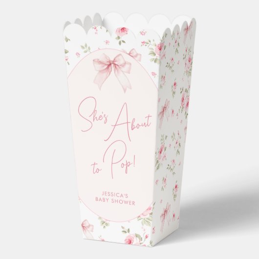 Bloemenboog staat op het punt om Baby shower Popco Bedankdoosjes (Voorkant)