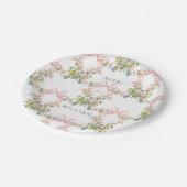 Bloemenboog tuin rustieke elegante foto bruiloft papieren bordje (Gekanteld)