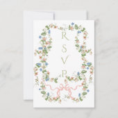 Bloemenboog tuin rustieke elegante foto bruiloft RSVP kaartje (Voorkant)