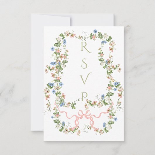 Bloemenboog tuin rustieke elegante foto bruiloft RSVP kaartje (Voorkant)